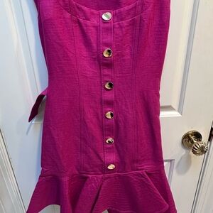 Vibrant Pink Button-Down Dress